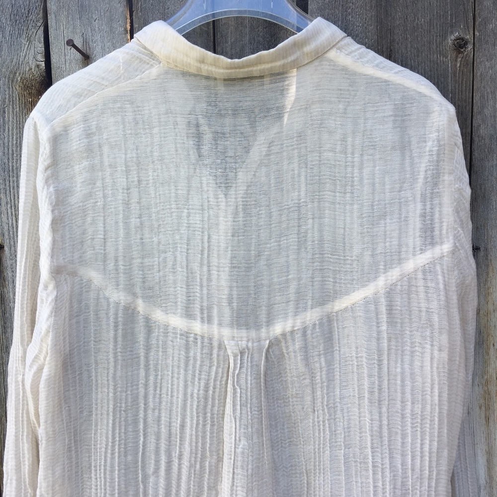 Arje Pleated Tie Front Blouse Cream L - Picture 5 of 12